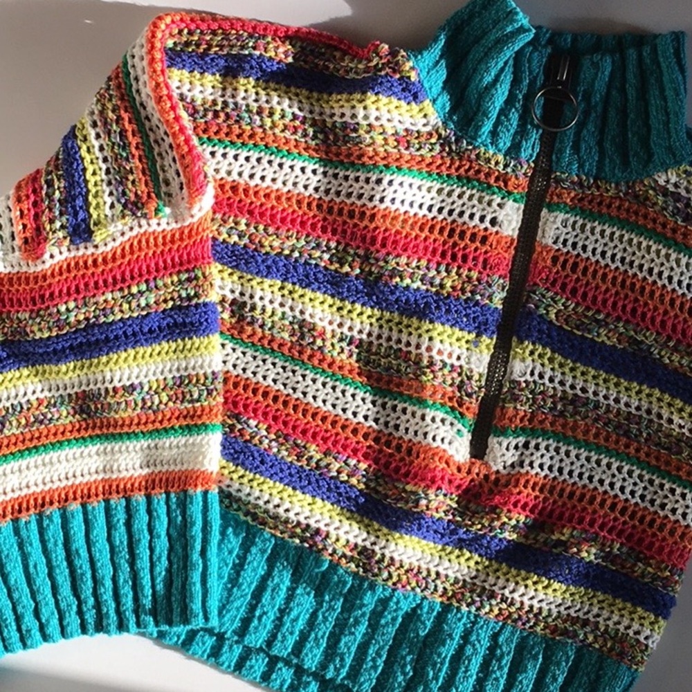 Free People Make Me Happy Striped Cropped Sweater